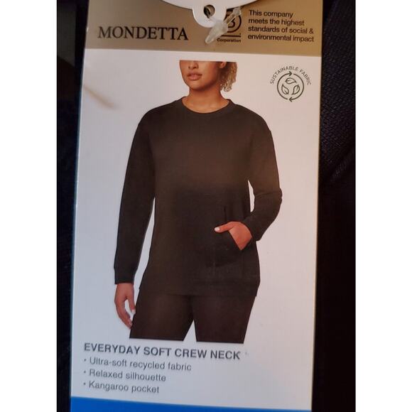 Mondetta Women's Black Sweatshirt Size L Pullover Large Front Pocket Outdoor - Picture 2 of 11